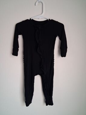 Guisby Black Onesie Ruffled Zip Romper 6-12 Months
